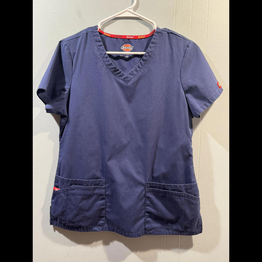 Womens Dickies Blue Scrub Top Size Medium